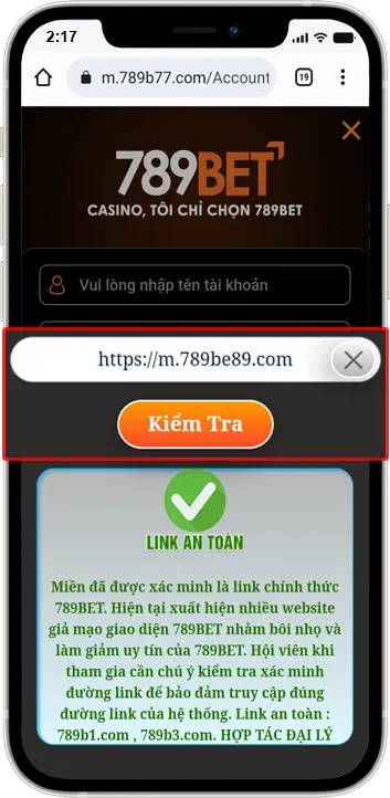 Nhập tên miền cần kiểm tra và xem thông báo tại màn hình chính